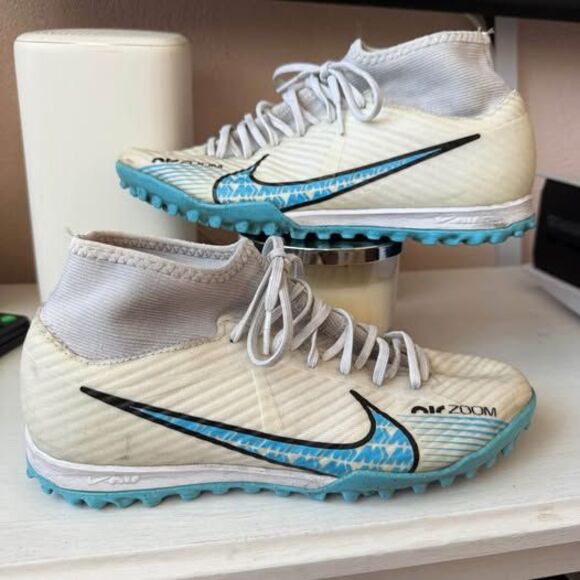 Nike Zoom Mercurial Superfly 9 White Turf Cleats Men's/ Big Kids Size 6.5 - Picture 3 of 5
